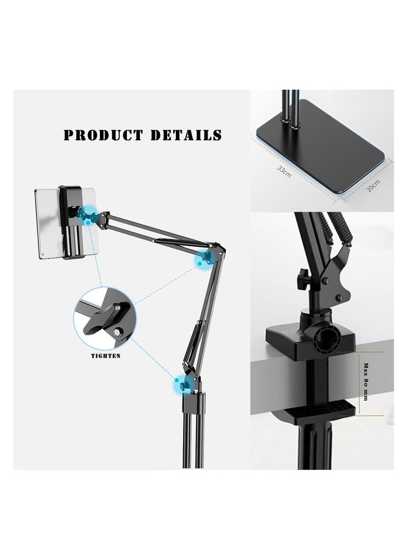 Generic 2 in 1 Tablet Stand Holder Adjustable for Bed Desk Phone Stand Holder Floor Stand for 4.6-11.9'' iPad, iPhone, Samsung Galaxy Tablet Black  - Image 5