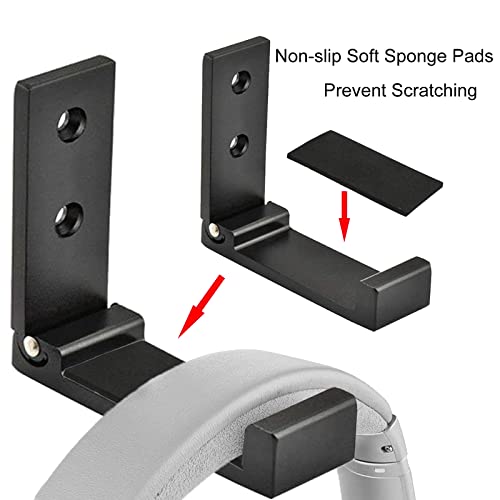 Latomex Folding Coat Hooks, Foldable Wall Hooks for Hanging Aluminum Alloy Cloth Hanger Coat Hanger Headphones Holder Headset Wall Hanger Hook- Pack of 2 (Black) - Image 2