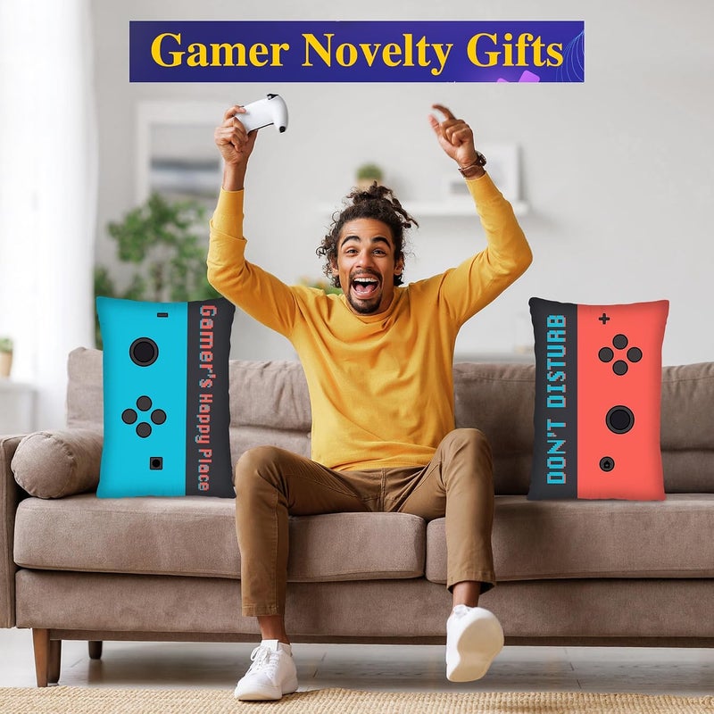 KASTWAVE Gaming Throw Pillow Covers for Boys – Set of 2 Gamer Room Decor Accessories, Video Game Themed Bedroom Decor for Teenage, Game Room Pillows, Controller Design Cushion Cases - Image 2