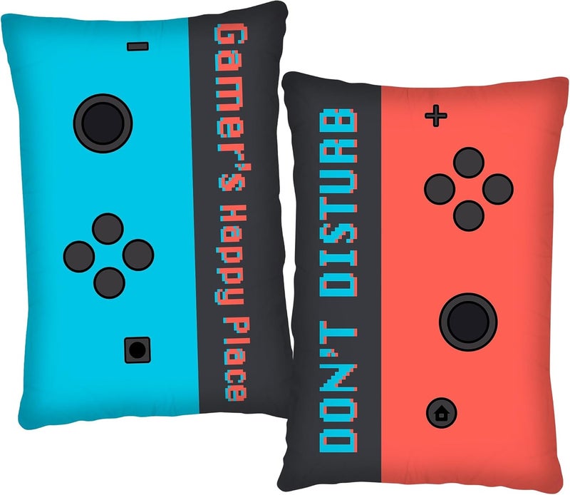 KASTWAVE Gaming Throw Pillow Covers for Boys – Set of 2 Gamer Room Decor Accessories, Video Game Themed Bedroom Decor for Teenage, Game Room Pillows, Controller Design Cushion Cases - Image 1