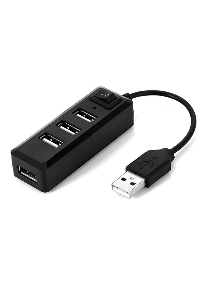 NIBEMINENT 4-Port USB 2.0 Hub With LED Indicator Black 