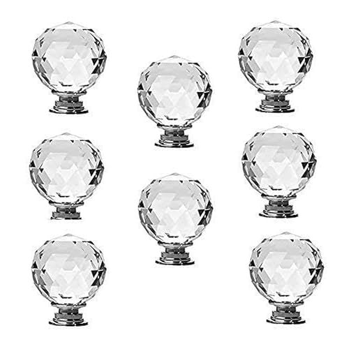 J P Hardware Clear Glass Cabinet Knobs/Glass Dresser Knobs Pack 8x40mm, Finish Type - Polished (Round Shape) - Image 1