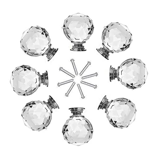 J P Hardware Clear Glass Cabinet Knobs/Glass Dresser Knobs Pack 8x40mm, Finish Type - Polished (Round Shape) - Image 2