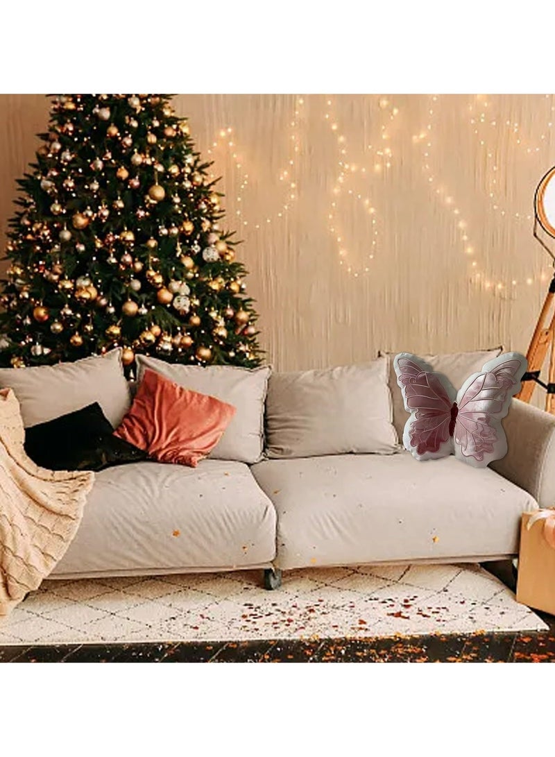 CMGTYYD Pink Butterfly Throw Pillow, Pink Butterfly-Shaped Glitter Velvet Stuffed Cushion Cute 3D Soft Comfortable Butterfly Plush Pillow Decorative Animal Pillow for Couch Living Room Bed - Image 5