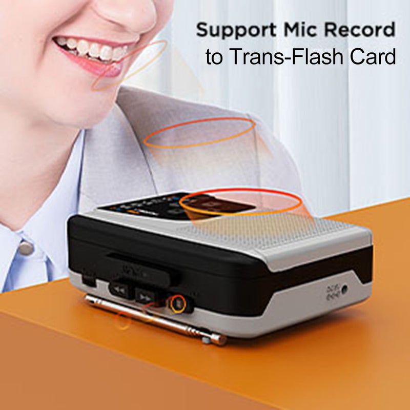 مشغل كاسيت USB ezcap234 مع كبل طاقة USB محول شريط إلى MP3 مع مكبر صوت مدمج وميكروفون ووكمان محمول مسجل صوت يدعم إم إم/إف إم - Image 4