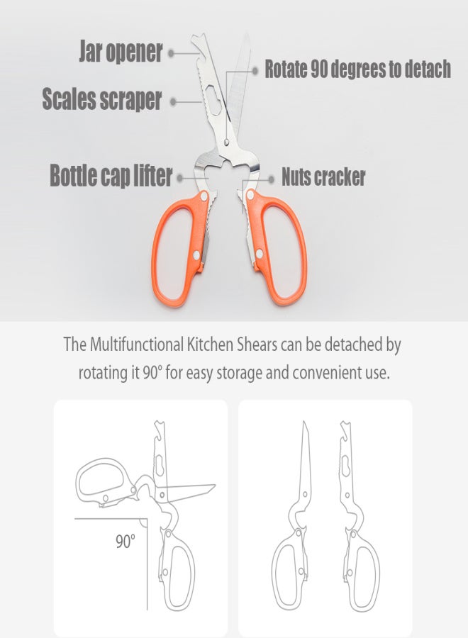 MAXSUN Kitchen Shears& Kitchen Tongs Set Stainless Steel Multifunctional Ultra Sharp Utility Scissors Non-Slip Locking Food Tongs for Fish/Meat/Vegetables/BBQ/Bottle Opener/Scales Scraper/Nutcrackers - Image 4