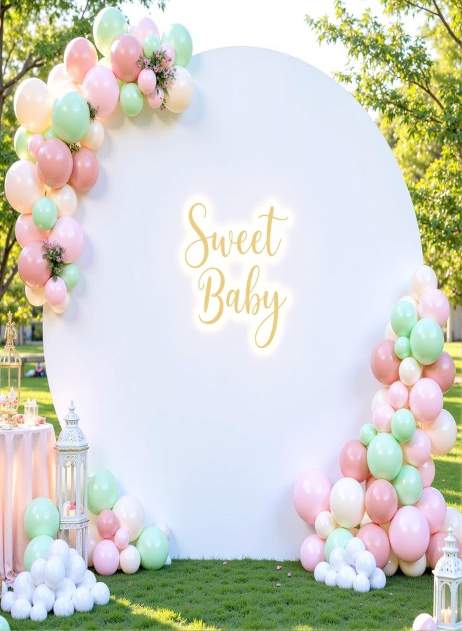 Suppromo 7.2 FT White Round Backdrop Cover for Circle Balloon Arch Stand Stretchy Circle Arch Backdrop Covers for Wedding Arch Baby Shower Birthday Party Photo Shoot Photography Arch Background Decorations - Image 2