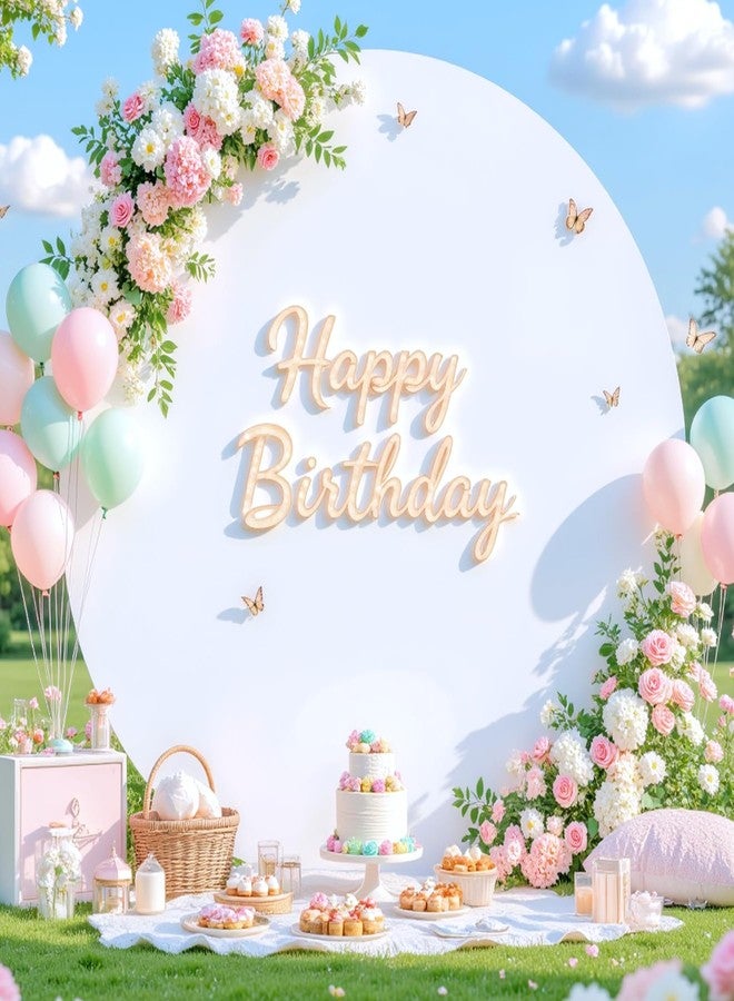Suppromo 7.2 FT White Round Backdrop Cover for Circle Balloon Arch Stand Stretchy Circle Arch Backdrop Covers for Wedding Arch Baby Shower Birthday Party Photo Shoot Photography Arch Background Decorations - Image 1