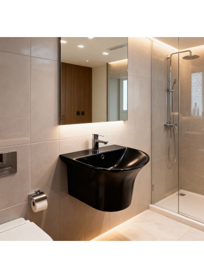 بيور PURE - معلق على الحائط - حوض غسيل للحمام - أسود غير لامع - Image 1