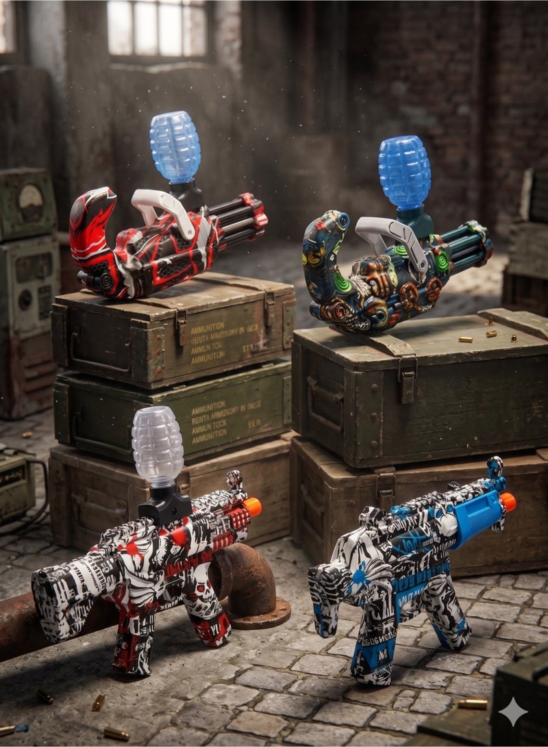 Ultimate 4-in-1 Battle Pack Automatic Gel Ball Blaster Toy Set, Hydrogel Water Bead Guns with Graffiti & Camo Designs for Kids & Adults - Image 1