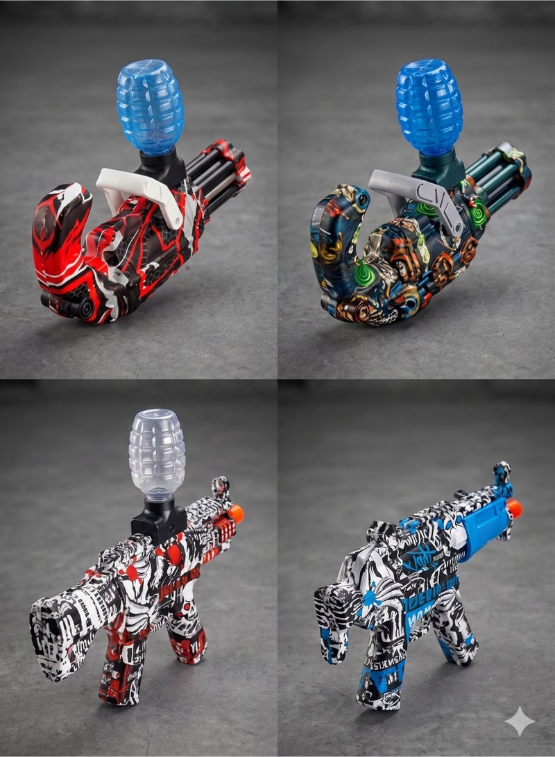 Ultimate 4-in-1 Battle Pack Automatic Gel Ball Blaster Toy Set, Hydrogel Water Bead Guns with Graffiti & Camo Designs for Kids & Adults - Image 2