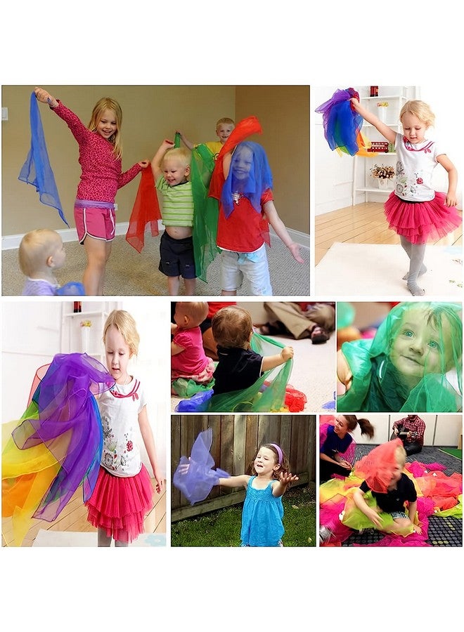 AIVIAI Juggling Scarves For Kids Play 24 Pcs Dance Music Scarfs Colorful Silk Actives Scarves Rhythm Band Scarves For Toddlers Children Movement(6 Colors)  - Image 3