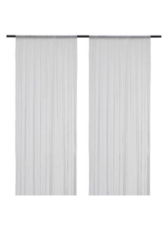 Sheer Curtains, 1 Pair, White/Dotted, 145X300 Cm
