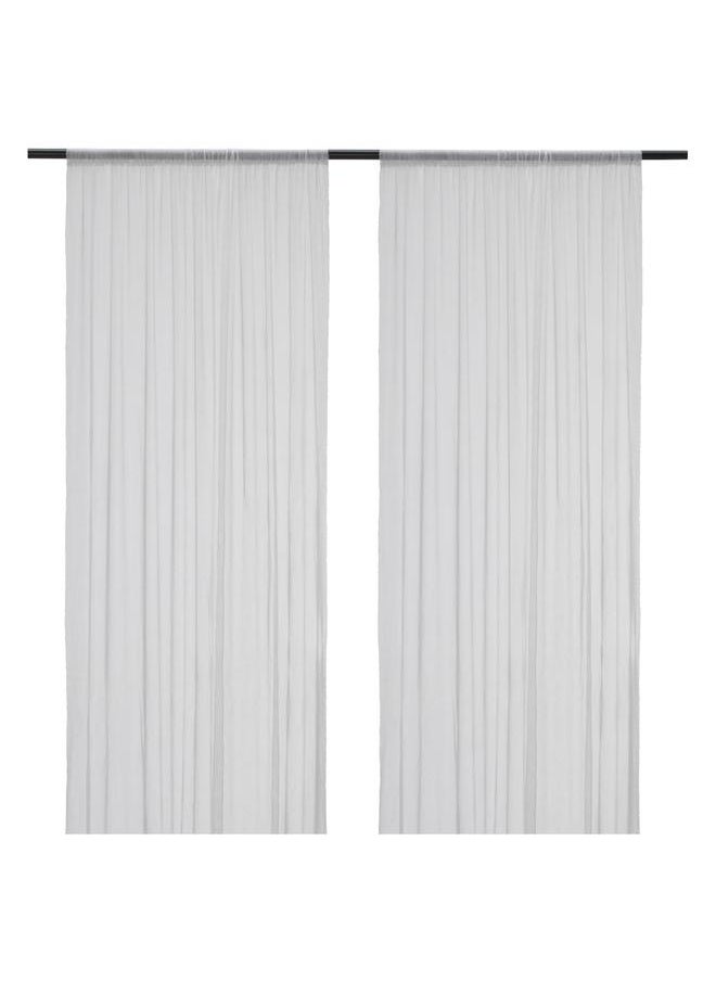 erorex - Sheer Curtains, 1 Pair, White/Dotted, 145X300 Cm - Image 1
