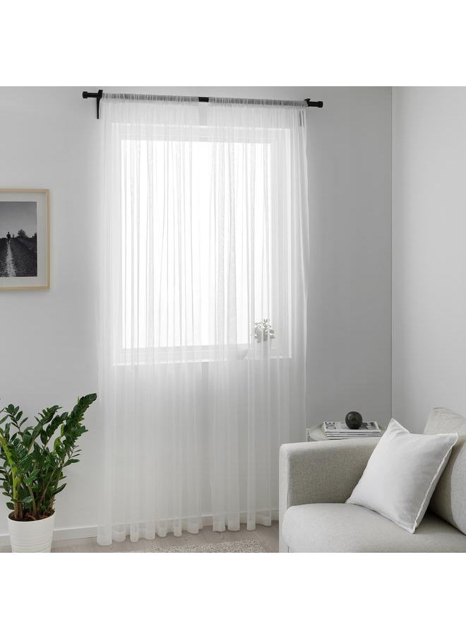 erorex - Sheer Curtains, 1 Pair, White/Dotted, 145X300 Cm - Image 1