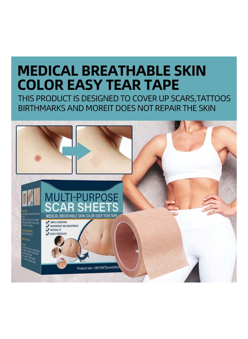 SYOSI 1Pcs Scar Sheets, Scar Tape Roll (1.96in x 196in Roll) - Extra Long Scar Strip for various scars - Waterproof and Cutable Scar Cover Sheets - Skin Tone Scar Patches - Image 3