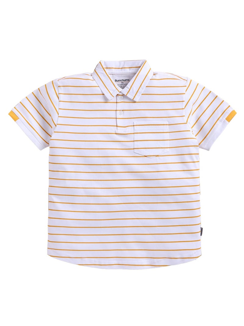 Bumchums Rupa Bumchums Casual Regular Fit Polo Half Sleeve T-Shirt for Kids, Boys, Striped Printed - Image 4