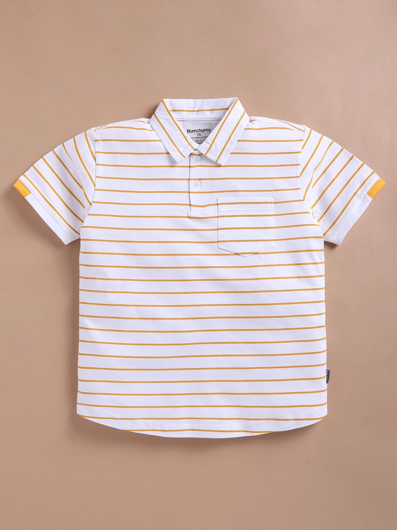 Bumchums Rupa Bumchums Casual Regular Fit Polo Half Sleeve T-Shirt for Kids, Boys, Striped Printed - Image 2