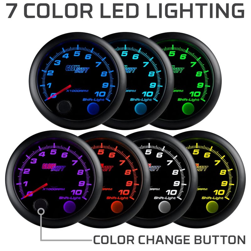 GLOWSHIFT عداد دوران المحرك GlowShift الملون 7 ألوان 10,000 دورة في الدقيقة - Image 4