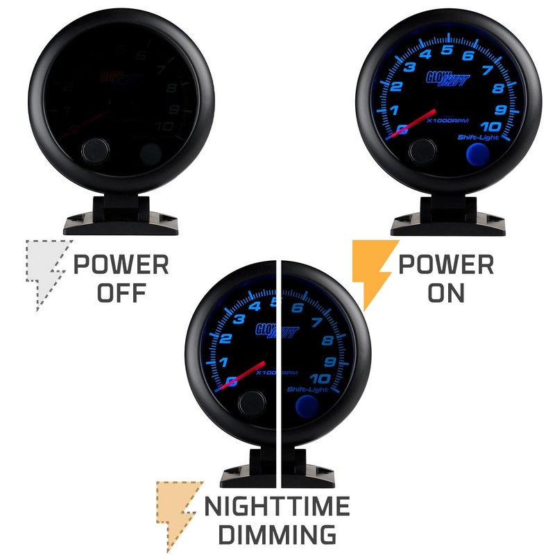 GLOWSHIFT عداد دوران المحرك GlowShift الملون 7 ألوان 10,000 دورة في الدقيقة - Image 5