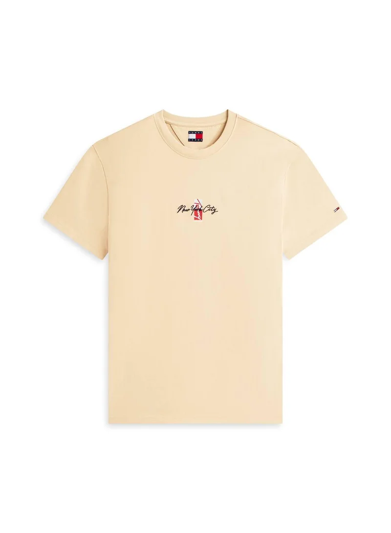 TOMMY JEANS Gentle Gold Signature Logo Embroidery Crew Neck T-Shirt for Men | Best Price UAE