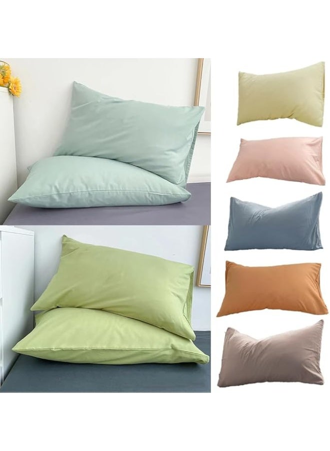 سيزنز غطاء وسادة فاخر بلون واحد من QBED، قطعتان، 50 × 70 سم، ناعم ومضاد للحساسية، للنوم الجيد (زيتوني، 50 × 70 سم) - Image 3