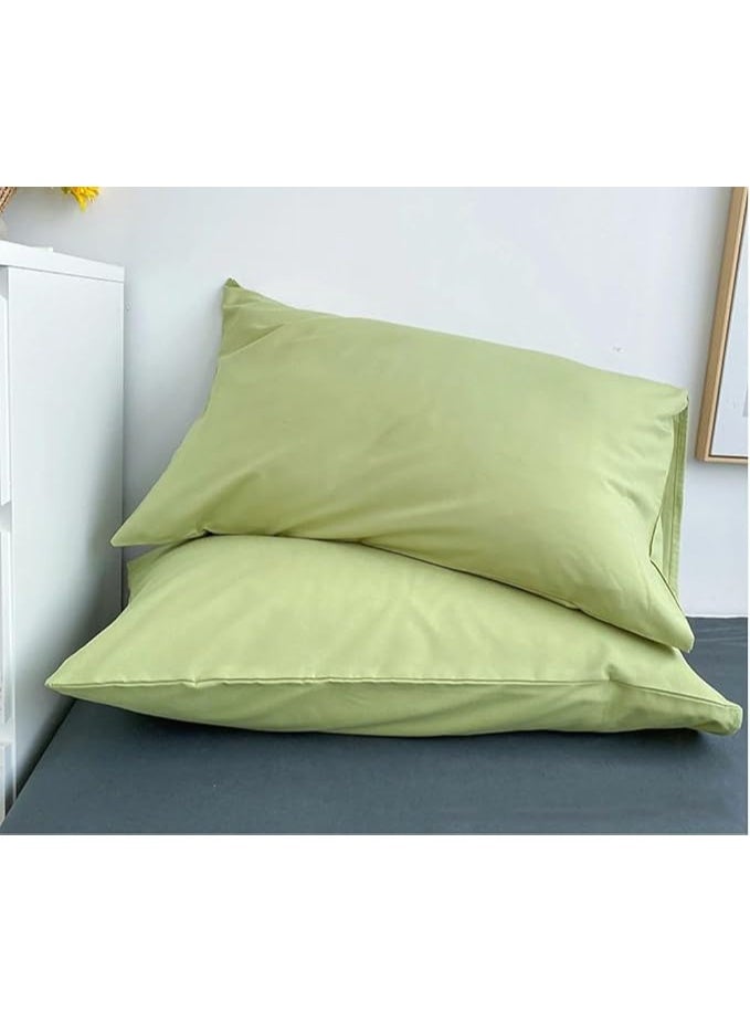سيزنز غطاء وسادة فاخر بلون واحد من QBED، قطعتان، 50 × 70 سم، ناعم ومضاد للحساسية، للنوم الجيد (زيتوني، 50 × 70 سم) - Image 1