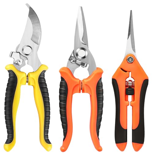 EWPJDK 3 Pack Garden Pruning Shears, Stainless Steel Shears, Gardening Shears, Scissors, Garden Clippers, Pruning Snips, Pruning Shears for Gardening Tools - Image 1
