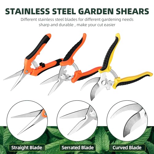 EWPJDK 3 Pack Garden Pruning Shears, Stainless Steel Shears, Gardening Shears, Scissors, Garden Clippers, Pruning Snips, Pruning Shears for Gardening Tools - Image 2