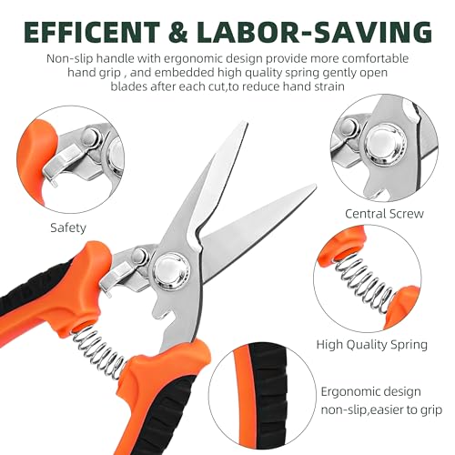 EWPJDK 3 Pack Garden Pruning Shears, Stainless Steel Shears, Gardening Shears, Scissors, Garden Clippers, Pruning Snips, Pruning Shears for Gardening Tools - Image 3