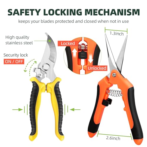 EWPJDK 3 Pack Garden Pruning Shears, Stainless Steel Shears, Gardening Shears, Scissors, Garden Clippers, Pruning Snips, Pruning Shears for Gardening Tools - Image 4