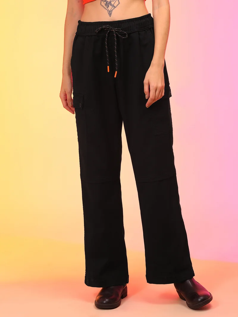 globus Globus Women Straight Fit Military Inspired Cargo Trousers
