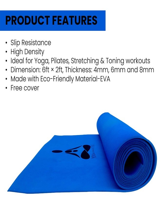 ستاج بساط يوغا أزرق سادة من STAG مع حقيبة | للاستخدام المنزلي والرياضي للرجال والنساء | مع غطاء | لليوغا، والبيلاتس، والتمارين الرياضية - Image 2