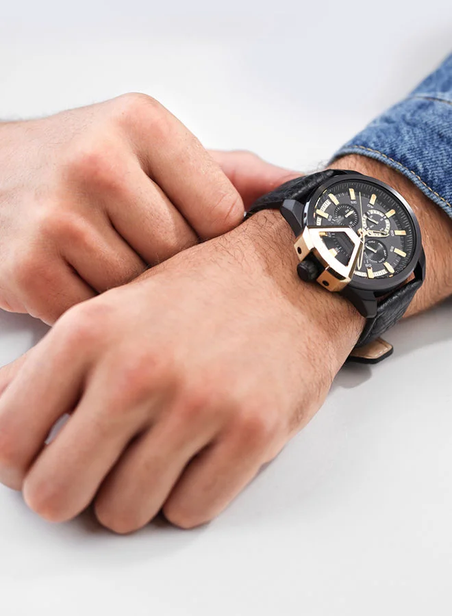 POLICE Police Underlined Gents Watch With Black Genuine Leather Strap & Black Dial 5 Atm - PEWJF0005704
