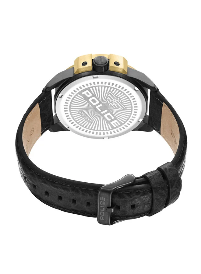 POLICE Police Underlined Gents Watch With Black Genuine Leather Strap & Black Dial 5 Atm - PEWJF0005704