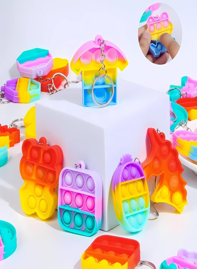 VIBA® Pop Popit Keychain Pack of 24 | Mini Silicone Fidget Key Ring for Kids Boys & Girls | Stress Relief Bubble Toy | Birthday Return Gift | Unisex | 5cm x 6cm - Image 4