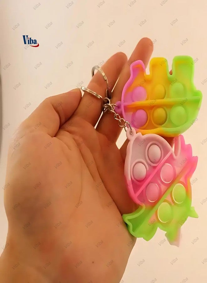 VIBA® Pop Popit Keychain Pack of 24 | Mini Silicone Fidget Key Ring for Kids Boys & Girls | Stress Relief Bubble Toy | Birthday Return Gift | Unisex | 5cm x 6cm - Image 3