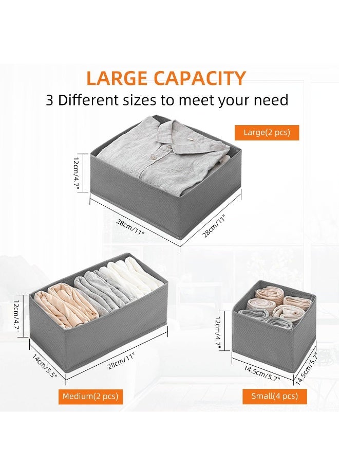 Foldable Clothes Drawer Organizer Set - Closet Storage Box for Clothing, Underwear, Bras, Ties, and Socks - 8 Pack  - Image 2
