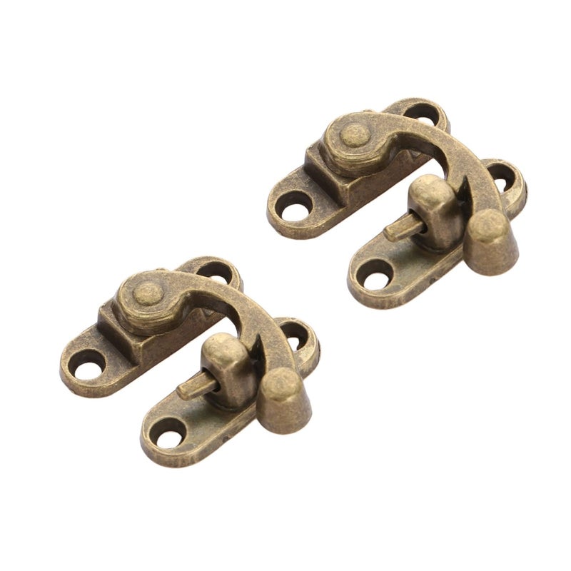 Yetaha 2Pcs Antique Bronze Right Latch Hook Hasp, Vintage Lock Clasp, Hasp Hook Metal Catch Curved Buckle with 8 Screws for Jewelry Box Cabinet Toolbox Suitcase Box - Image 2