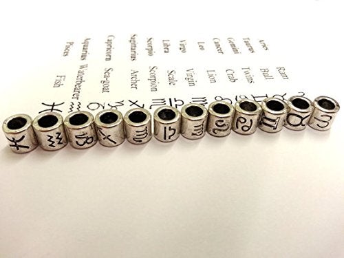Linsoir beads 60 Pcs Antique Silver Tone Zodiac Beads Charm 4mm Hole Horoscope Beads Fit European Bracelet - Image 4