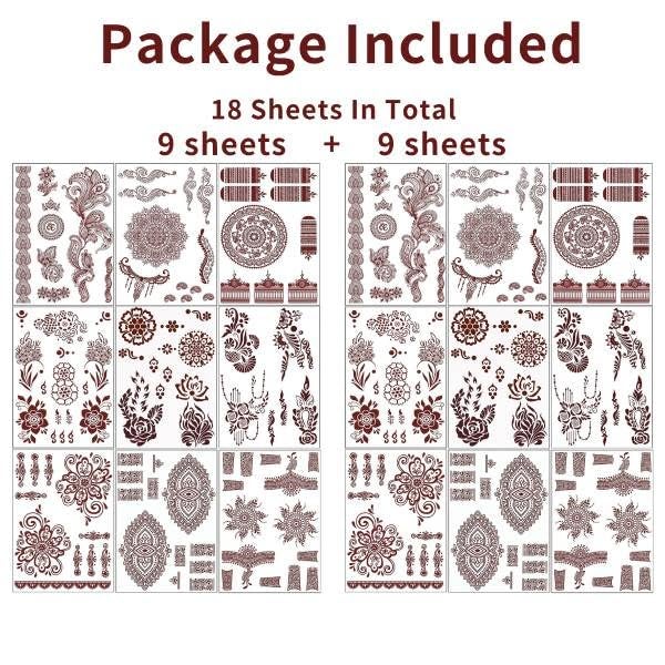 MAYCREATE Tattoo Sticker 18 Sheets Mandala Temporary Tattoo for Women Girls Brown Lotus Flower Arm Band Tattoo Waterproof Henna Tattoo Stickers for Hands Body Arm Feet - Image 3