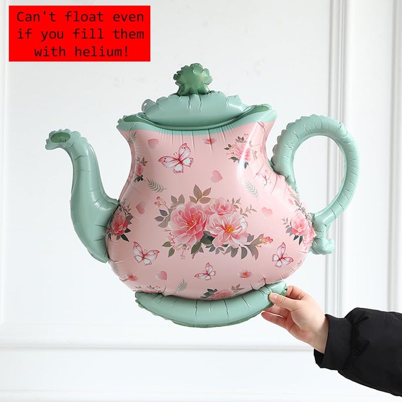 Eopelsm Tea Party Decorations 26Pcs Macaron Balloons with LETS PARTEA Foil Balloon Banner, Teacups andTeapot Hanging Swirls for Floral Spring Birthday Mother's Day Talking Tables Tea Party Supplies - Image 4