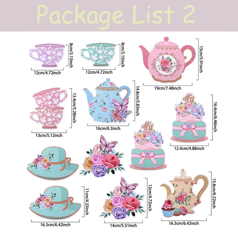 Eopelsm Tea Party Decorations 26Pcs Macaron Balloons with LETS PARTEA Foil Balloon Banner, Teacups andTeapot Hanging Swirls for Floral Spring Birthday Mother's Day Talking Tables Tea Party Supplies - Image 3