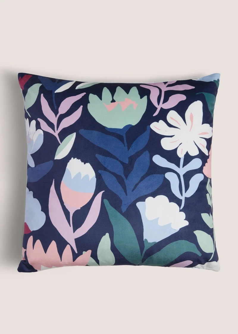 Matalan Navy Floral Print Cushion