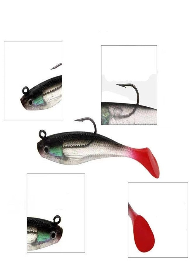 WYSUMMER Fishing Lure Set, 5Pcs 8cm Soft Bait Head Sea Fish Lures Fishing Tackle Sharp Treble Hook T Tail Artificial Bait (1A) - Image 3