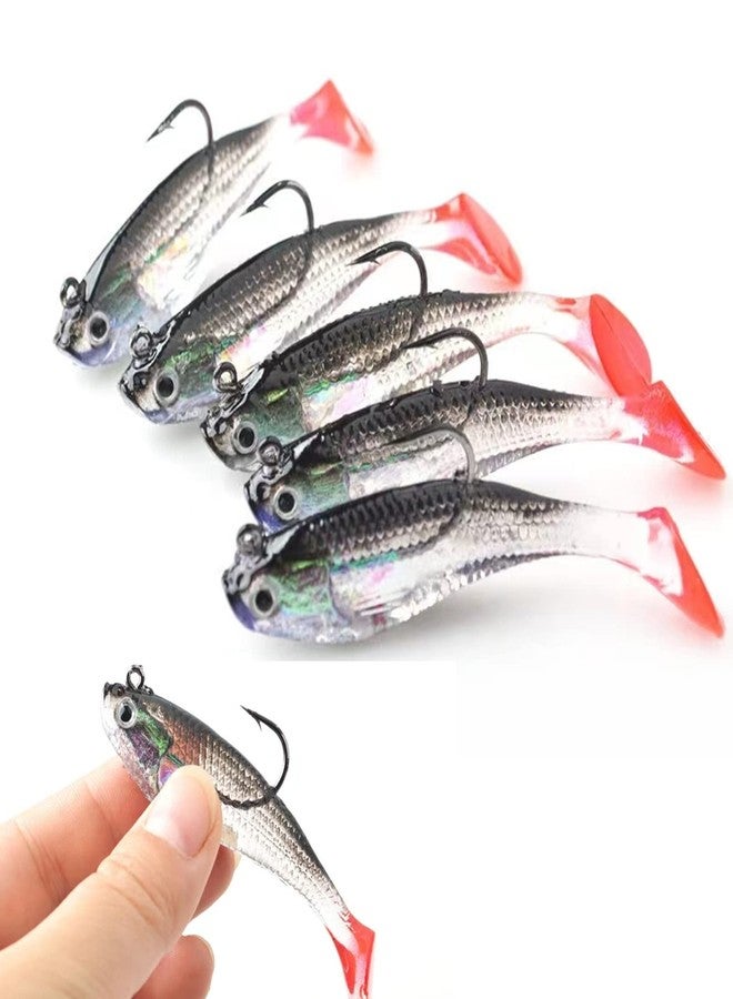 WYSUMMER Fishing Lure Set, 5Pcs 8cm Soft Bait Head Sea Fish Lures Fishing Tackle Sharp Treble Hook T Tail Artificial Bait (1A) - Image 1