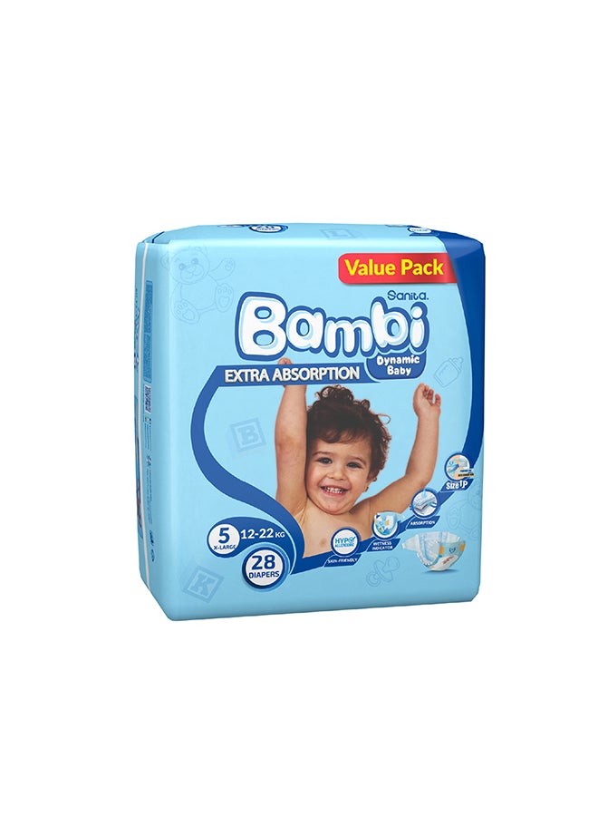 Sanita Bambi Size 5, Xl, 12-22 Kg, Value Pack, 28 Diapers - Image 3