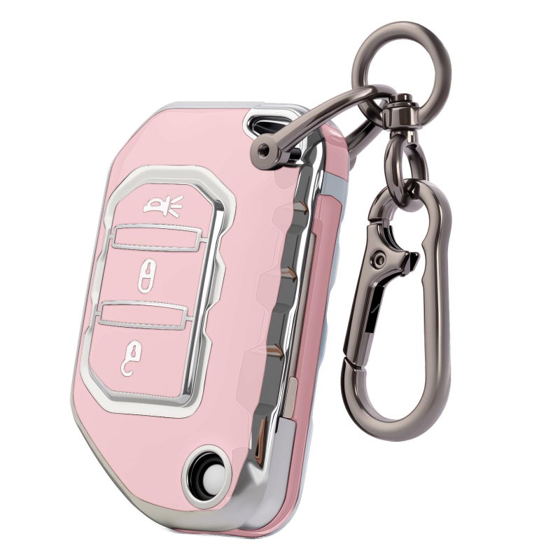 CHATYYD Key Fob Cover for Jeep with KeychainSoft TPU Key Case for Jeep Wrangler Gladiator Proximity 20182024 Car Accessories - Image 3