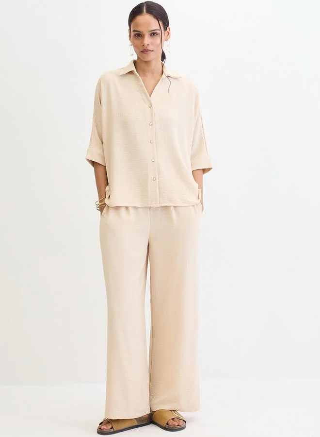 Femmella Women Open Collar Shirt and Pants Co-ords