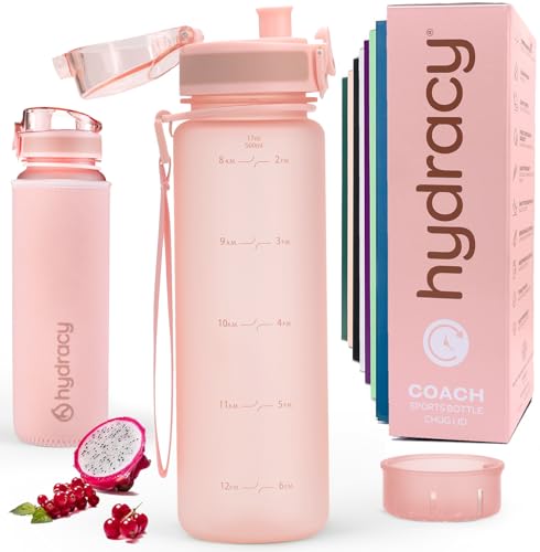 Hydracy Water Bottle with Time Marker - 500 ml 17 Oz BPA Free Kids Water Bottle - Leak Proof & No Sweat Sleeve with Fruit Infuser Strainer - Ideal for Sports & Outdoors - Image 1